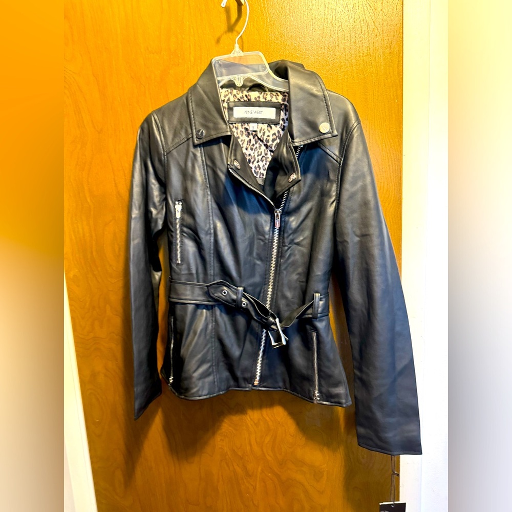 NWT Nine West Faux leather jacket women’s size small biker